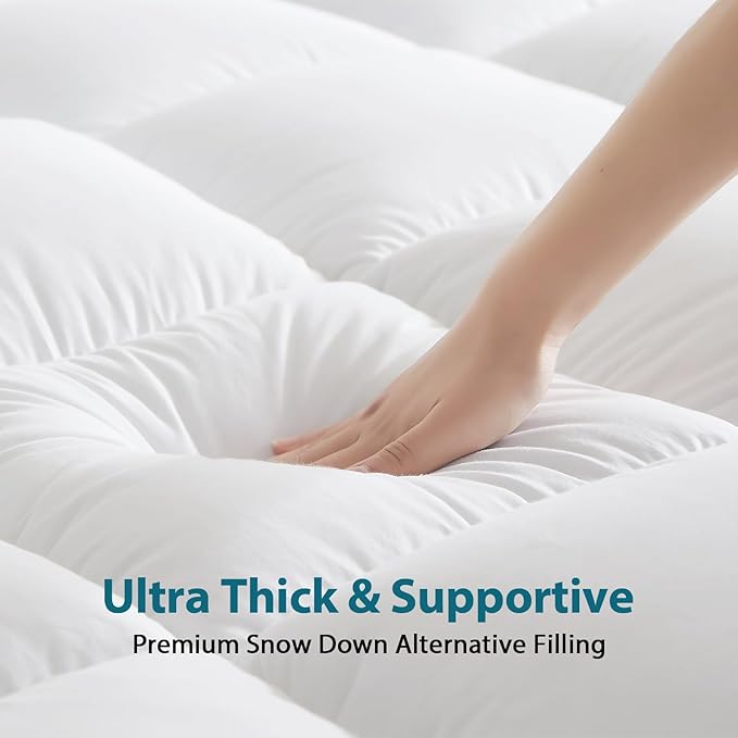 CYMULA Twin XL Mattress Topper - Soft Cooling Mattress Pad for College Dorm Room Essentials - Extra Thick Long Protector Cover for Back Pain, Single Bed Topper Pillow Top with 8''-21'' Deep Pocket