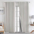 Joydeco Natural Linen Curtains 84 inch Length 2 Panels Set Burg 100% Blackout Patio Door Curtain Room Darkening Sliding Door Curtains Thermal Insulated Back tab Rod Pocket(105x84 inch, White)