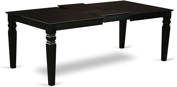 East West Furniture LGKE7-BLK-LC 7 Piece Modern Dining Table Set Consist of a Rectangle Wooden Table with Butterfly Leaf and 6 Faux Leather Dining Room Chairs, 42x84 Inch, Black