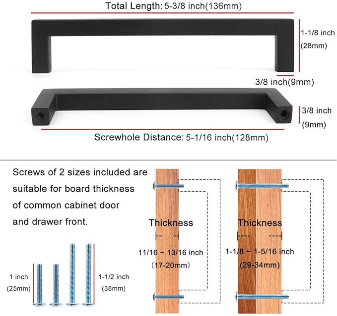 KOOFIZO 30-Pack Solid Square Bar Cabinet Handle - Chrome Furniture Pull, 5 Inch/128mm Screwhole Distance for Kitchen Cupboard Door, Bedroom Dresser Drawer, Bathroom Wardrobe Hardware