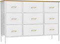 Wide TV Stand Modern TV Console, 9 Drawers Dresser for Bedroom, Fabric Storage Cabinet, Chest of Drawers for Closet, Nursery, Living Room（White）