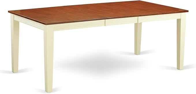 East West Furniture QUDA9-BMK-W 9 Piece Dining Table Set Includes a Rectangle Wooden Table with Butterfly Leaf and 8 Dining Room Chairs, 40x78 Inch, Buttermilk & Cherry