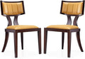 Manhattan Comfort Pulitzer Faux Leather Dining Chairs Set of 2, Solid Beech Wood with Walnut Finish, Iconic Greek Design, Fully Assembled Accent Kitchen Furniture, Camel