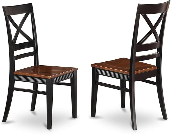 East West Furniture DLQU5-BCH-W 5 Piece Dining Room Furniture Set Includes a Round Kitchen Table with Dropleaf and 4 Dining Chairs, 42x42 Inch, Black & Cherry