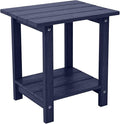Melucivi Weather Resistant Outdoor Side Table, Double Small Adirondack Side Table for Adirondack Chair - Indoor Outdoor End Table, Patio Table for Pool, Deck and Porch (D Blue)