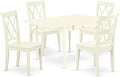 East West Furniture MZCL5-LWH-W 5 Piece Dinette Set for 4 Includes a Rectangle Dining Room Table with Dropleaf and 4 Dining Chairs, 36x54 Inch, Linen White