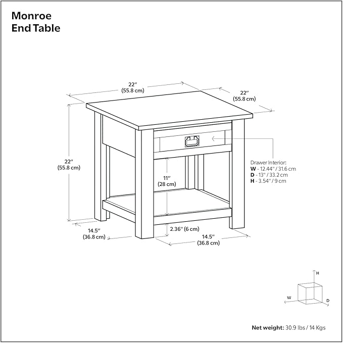 SIMPLIHOME Monroe SOLID ACACIA WOOD 22 inch Wide Square Rustic End Table in Rustic Natural Aged Brown for the Living Room and Bedroom