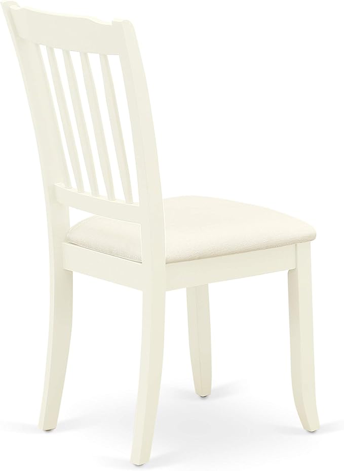 East West Furniture LGDA5-LWH-C 5 Piece Dining Room Table Set Includes a Rectangle Kitchen Table with Butterfly Leaf and 4 Linen Fabric Upholstered Dining Chairs, 42x84 Inch, Linen White