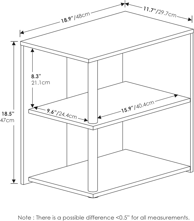 Furinno Romain 2-Tier End Table, Espresso/Black