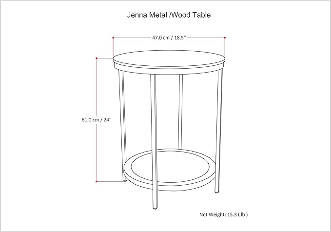 SIMPLIHOME Jenna Industrial 18 inch Wide Metal Round Accent Side Table in Warm Grey for the Living Room and Bedroom