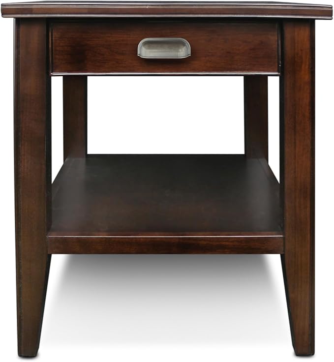 Leick Home Laurent End Table, Solid Wood, 1 Storage Drawer, Bottom Display Shelf, Easy-Assembly, For Living Room/Bedroom, Chocolate Cherry, 20.0 in. L x 24.0 in. W x 24.0 in. H, 10507