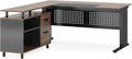 LITTLE TREE Large Computer Desk with File Cabinet, 63 Inch L Shaped Executive Office Desk with Drawers and Storage Shelves, Business Furniture Workstation for Home Office