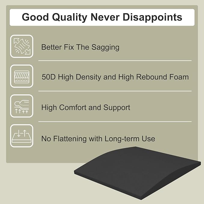 Couch Cushion Support for Sagging Seat, High-Density Curved Foam Sofa Furniture seat Couch Cushions Support Repair, 20"x20" Black Set of 1