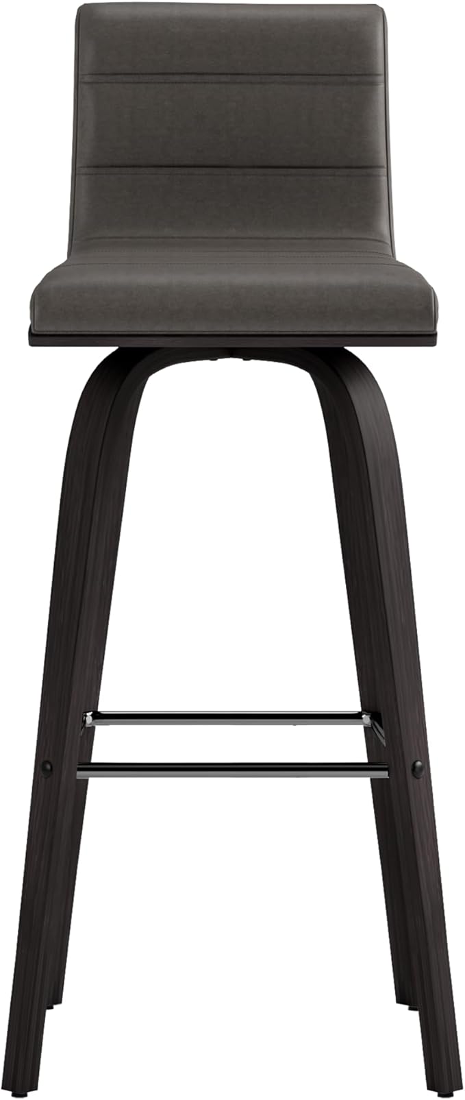 Armen Living size color options Vienna 30" Bar Height Barstool Brushed Wood Finish Faux Leather, Grey/Black