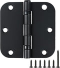 18 Pack Ball Bearing Round Matte Black Door Hinges 3.5 Inch 5/8" Radius Anti Squeak Interior 3-1/2"Flat Bifold Standard Bedroom Indoor for Doors 3 ½" Hardware Essentials House Home Decor Accessories