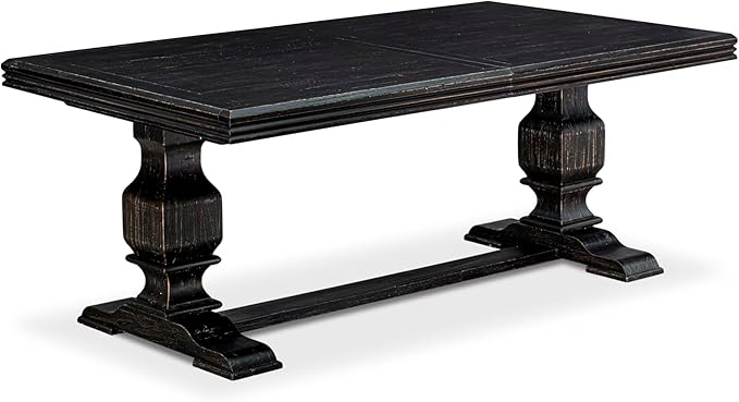 NKFL9-SBB-21-9-Piece Kitchen Table Set Consists of a Wooden Table and 8 Mineral Blue Linen Fabric Parson Chairs with Padded Chair Back - Sand Blasting Black Finish.