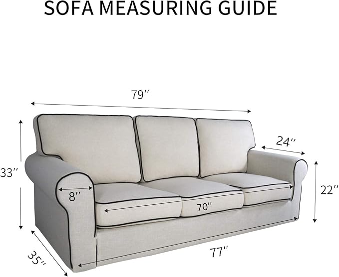 PureFit Reversible Sofa Couch Cover Water Resistant Couch Covers for 3 Cushion, Washable Furniture Cover with Non-Slip Foam and Adjustable Strap for Dogs, Pets (Sofa, Beige/Ivory)