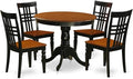 East West Furniture ANLG5-BCH-W 5 Piece Modern Dining Table Set Includes a Round Kitchen Table with Pedestal and 4 Kitchen Dining Chairs, 36x36 Inch, Black & Cherry