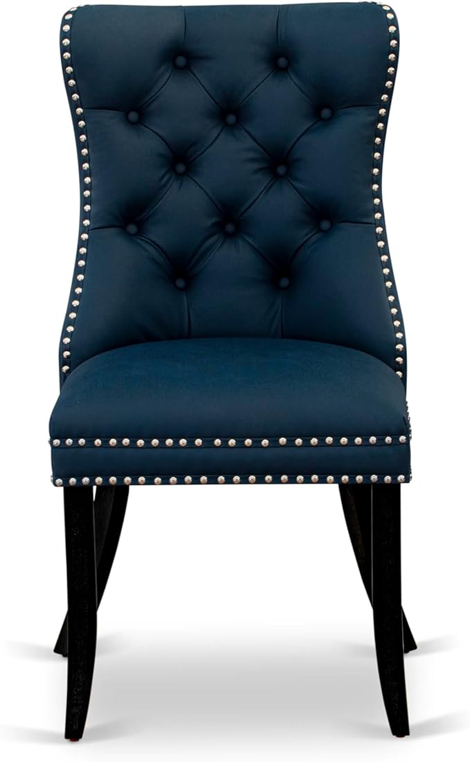 East West Furniture LGDA7-BLK-29 7 Piece Dining Set Consists of a Rectangle Kitchen Table with Butterfly Leaf and 6 Polyester Fabric Upholstered Chairs, 42x84 Inch, Black