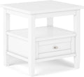 SIMPLIHOME Warm Shaker SOLID WOOD 20 inch Wide Rectangle Transitional End Table in White for the Living Room and Bedroom