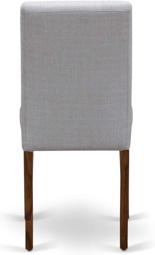 East West Furniture DMAB3-AWA-05 3 Piece Dinette Set for Small Spaces Contains a Round Dining Table with Dropleaf and 2 Grey Linen Fabric Parson Dining Chairs, 42x42 Inch, Walnut