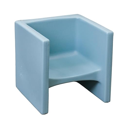 Children's Factory 3-in-1 Cube Chair for Kids, Flexible Seating Classroom Furniture, 1-Pack, Fog Blue