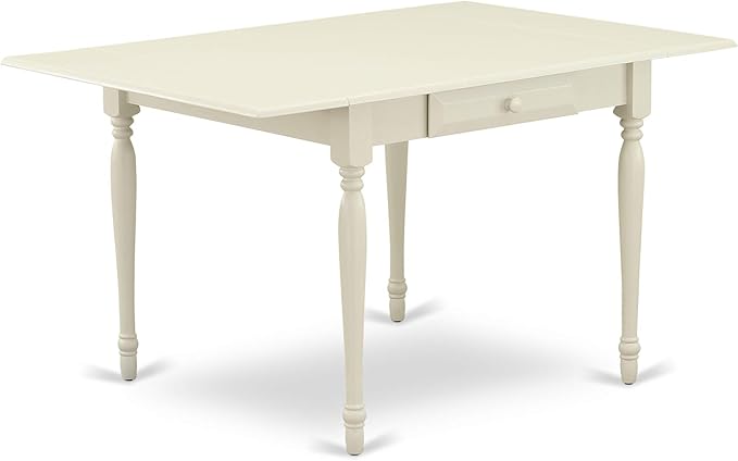 East West Furniture MZKE5-LWH-W 5 Piece Dining Room Furniture Set Includes a Rectangle Kitchen Table with Dropleaf and 4 Dining Chairs, 36x54 Inch, Linen White