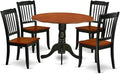East West Furniture DLDA5-BCH-W 5 Piece Dining Table Set for 4 Includes a Round Kitchen Table with Dropleaf and 4 Kitchen Dining Chairs, 42x42 Inch, Black & Cherry