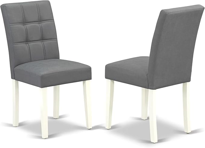 East West Furniture ANAS3-LWH-41 3 Piece Kitchen Table Set consists A Wooden Table and 2 Platinum Gray Polyester Fabric Person Chairs with Stylish Back- Linen White Finish