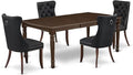 East West Furniture DODA5-MAH-12 5 Piece Dining Table Set Includes a Rectangle Wooden Table with Butterfly Leaf and 4 Polyester Fabric Upholstered Chairs, 42x78 Inch, Mahogany