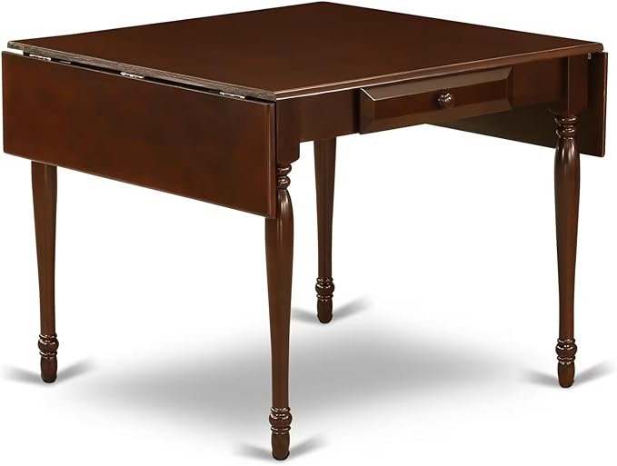 East West Furniture MZNO3-MAH-C 3 Piece Dinette Set for Small Spaces Contains a Rectangle Dining Table with Dropleaf and 2 Linen Fabric Dining Room Chairs, 36x54 Inch, Mahogany