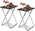 Garden 4 you Folding TV Tray Table on Bed & Sofa,TV Dinner Tray with Sturdy MDF,25In Portable Table with No Assembly Required （Walnut,2PC）