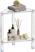 Acrylic Corner Shower Stool for Shaving Legs 11.42" D X 11.42" W X 17.91" H, Triangle Foot Rest With Storage Shelf, Heavy Duty, for Inside Shower