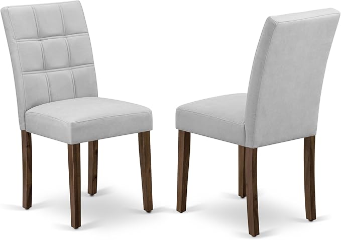 East West Furniture ANAS3-AWA-27 3 Piece Modern Dining Set consists A Dinning Table and 2 Light Gray Polyester Fabric Dinner Chairs, Antique Walnut