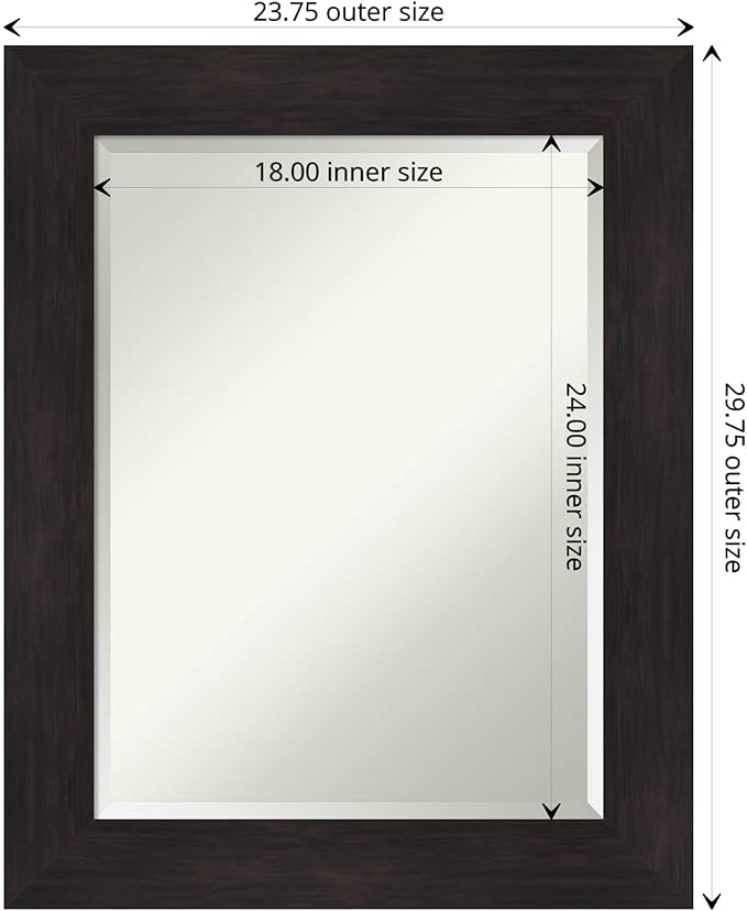 Amanti Art Brown Wall Mirror 30x24 Furniture Espresso Rectangle Bathroom Mirror for Wall Decor Living Room, Medium Casual Frame, Hangs Horizonally and Vertically, Bathroom Decor, Beveled Edge from WI