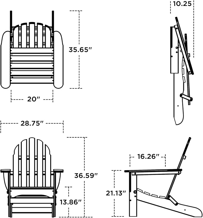 POLYWOOD AD5030NV Classic Folding Adirondack Chair, Navy