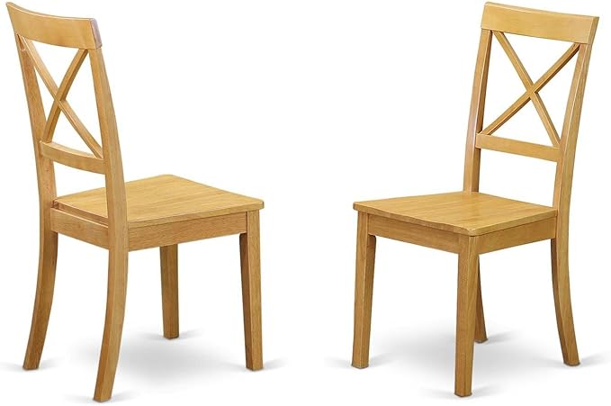 East West Furniture DLBO3-OAK-W 3 Piece Dining Set Contains a Round Dining Room Table with Dropleaf and 2 Wood Seat Chairs, 42x42 Inch, Oak