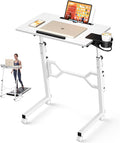 Small Standing Desk with Wheels, Portable Treadmill Desk, Rolling Desk Adjustable Height for Laptop, Mobile Standing Table for Walking Pad, Bedside Table