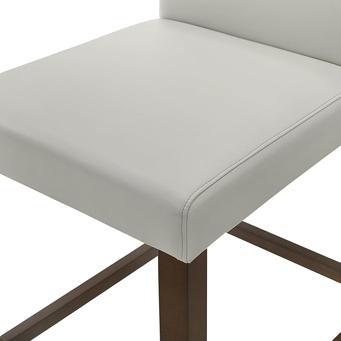 CHITA Counter Height Bar Stools Set of 2, 27" H Seat Height Upholstered Barstools, PU Leather in Creamy Grey
