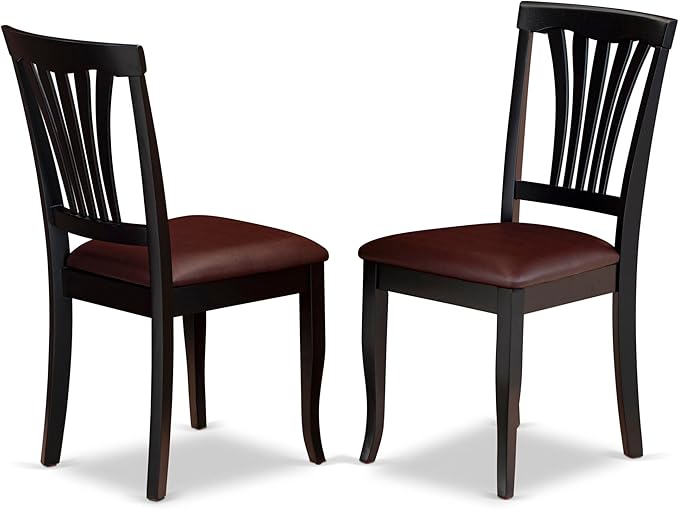 East West Furniture QUAV7-BCH-LC 7 Piece Kitchen Table Set Consist of a Rectangle Dining Table with Butterfly Leaf and 6 Faux Leather Dining Room Chairs, 40x78 Inch, Black & Cherry
