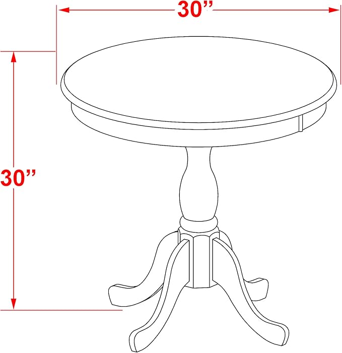 East West Furniture ESEN3-BCH-69 3 Piece Kitchen Table & Chairs Set Contains a Round Dining Room Table with Pedestal and 2 Black Faux Leather Parson Dining Chairs, 30x30 Inch, Black & Cherry