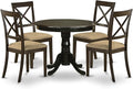 East West Furniture HLBO5-CAP-C 5 Piece Dining Room Furniture Set Includes a Round Dining Table with Pedestal and 4 Linen Fabric Upholstered Chairs, 42x42 Inch, Cappuccino