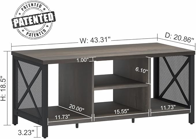 FATORRI Rustic Coffee Table for Living Room, Farmhouse Dark Wood Center Table, Industrial Rectangle Cocktail Tea Tables (Walnut Brown)