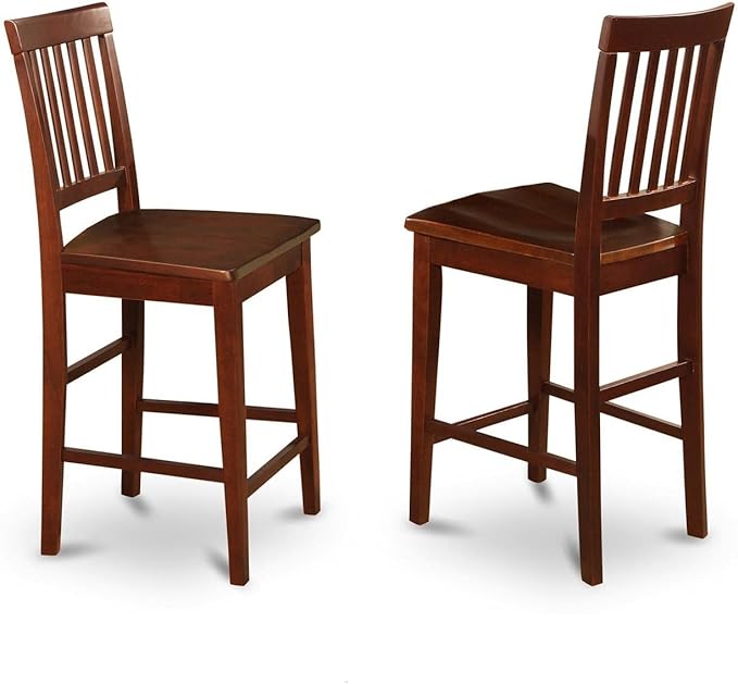 East West Furniture YAVN3-MAH-W 3 Piece Counter Height Dining Set for Small Spaces Contains a Rectangle Dining Room Table and 2 Wooden Seat Chairs, 30x48 Inch, Mahogany