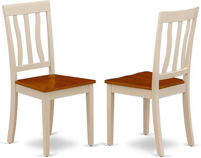 East West Furniture QUAN7-WHI-W 7 Piece Dining Table Set Consist of a Rectangle Dinner Table with Butterfly Leaf and 6 Dining Room Chairs, 40x78 Inch, Buttermilk & Cherry