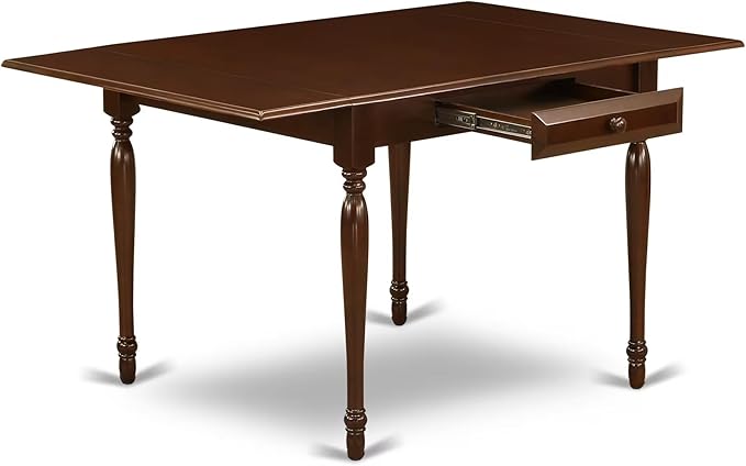 East West Furniture MZCL5-MAH-W 5 Piece Dining Room Table Set Includes a Rectangle Dining Table with Dropleaf and 4 Wood Seat Chairs, 36x54 Inch, Mahogany