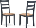 Signature Design by Ashley Gesthaven Solid Wood Frame Dining Chair, Set of 2, Blue/Natural