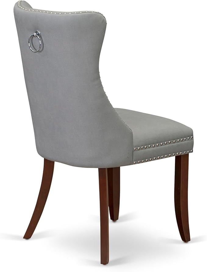 East West Furniture DODA5-MAH-27 5 Piece Dining Room Set Consists of a Rectangle Wooden Table with Butterfly Leaf and 4 Polyester Fabric Upholstered Chairs, 42x78 Inch, Mahogany