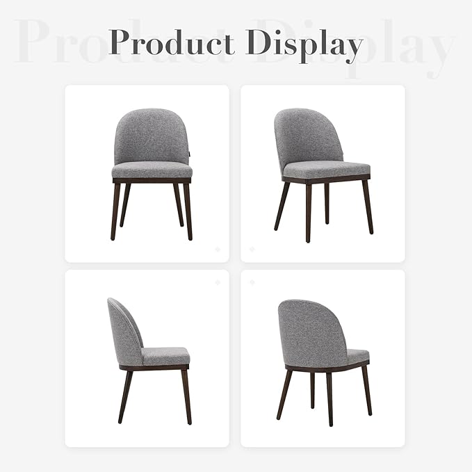 COLAMY Upholstered Dining Chairs Set of 6, Large Dining Room Kitchen Chairs with High Back and Deep Seat, Modern Fabric Dinner Chairs with Wood Legs, Dark Grey