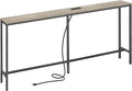 SUPERJARE 70 Inch Console Table with Outlet, Narrow Entryway Table for Living Room, Oak